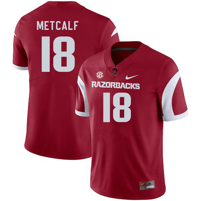 Men #18 TJ Metcalf Arkansas Razorback College Football Jerseys Stitched Sale-Cardinal